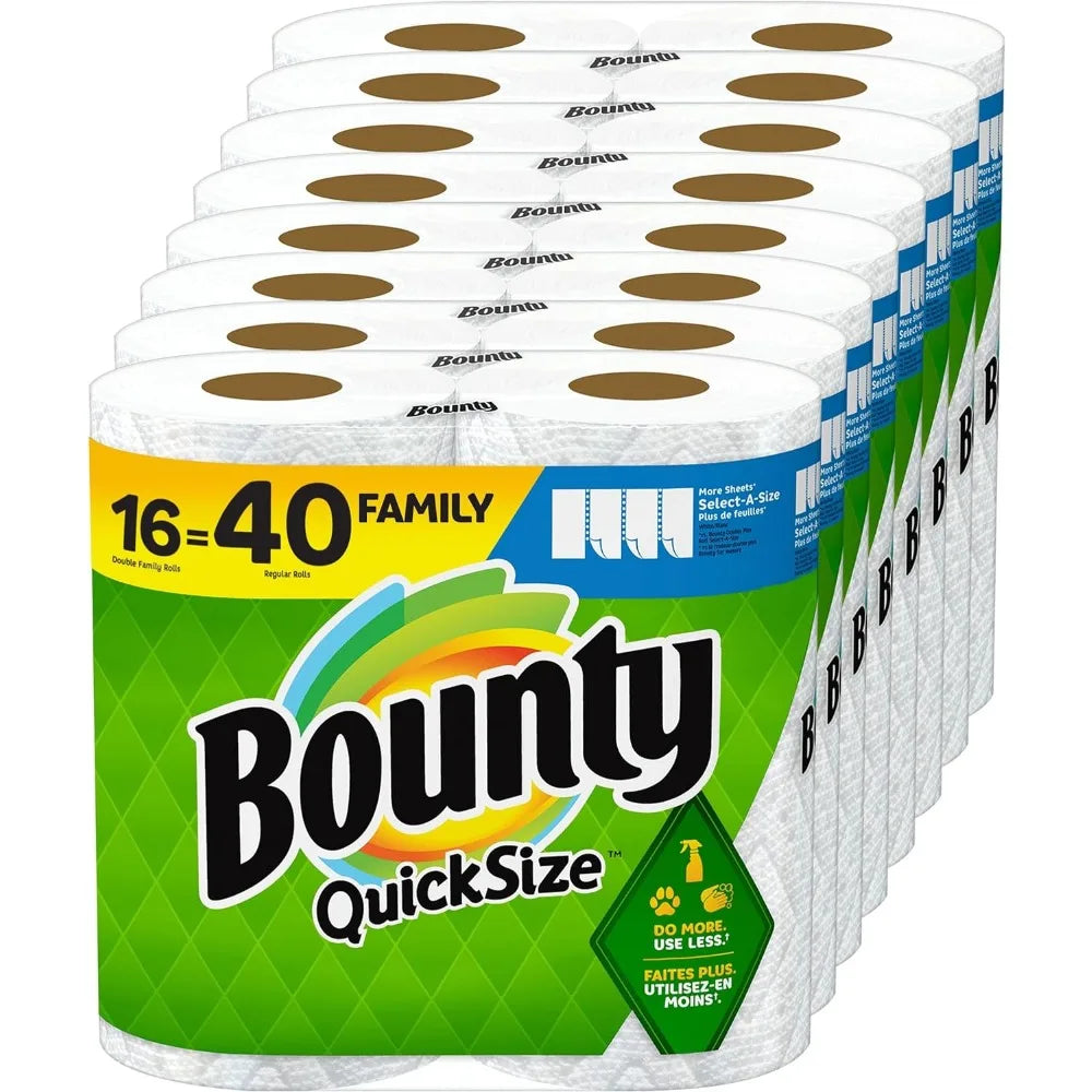 Quick-Size Bounty Paper Towels, 16 Large Rolls, Same As 40 Regular Rolls