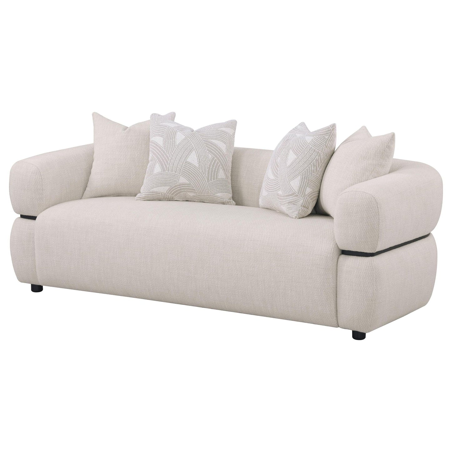 Jeanette 84-inch Fabric Upholstered Round Arm Sofa Beige