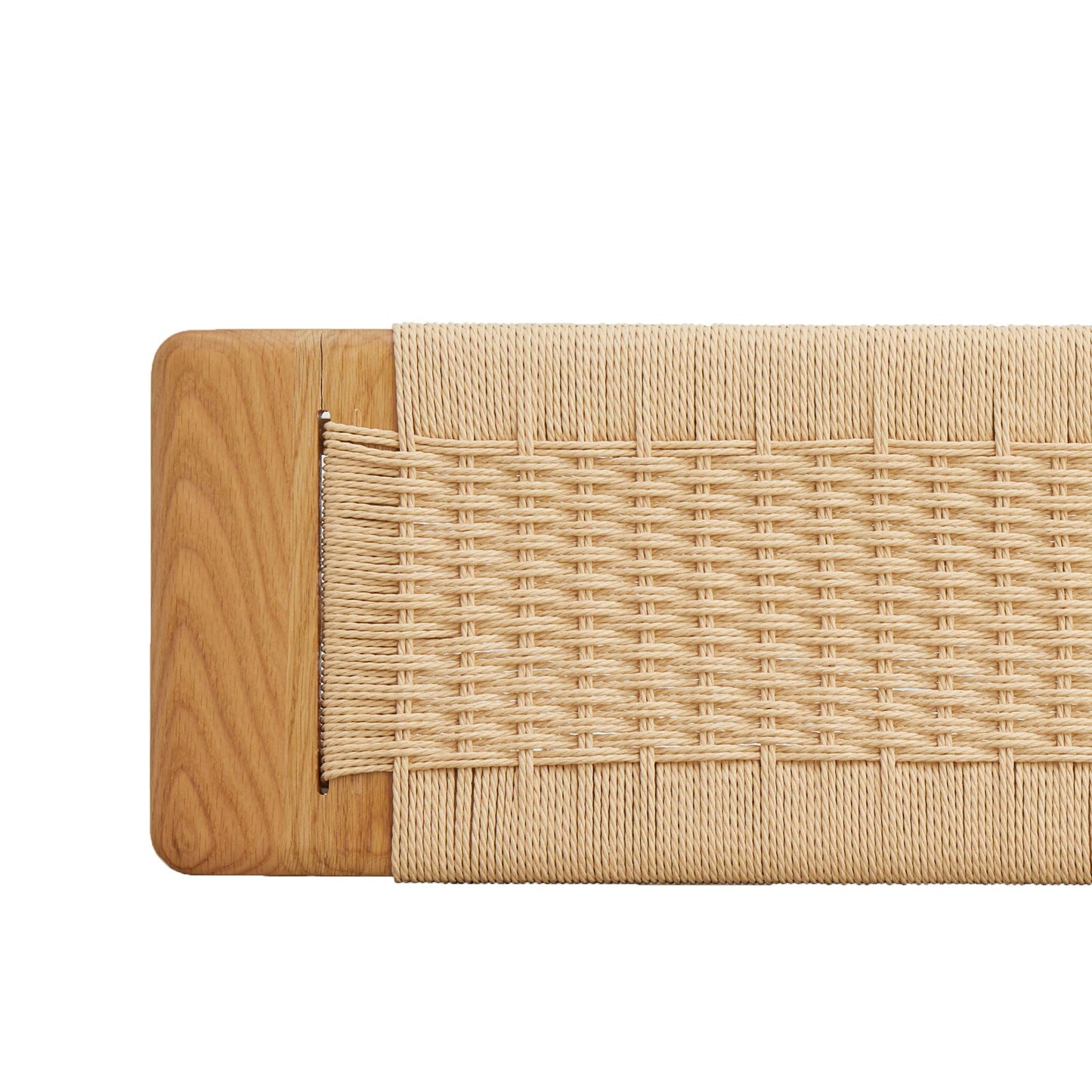 Woven Design Dining Bench For Dining Room, Bedroom - Natural Oak