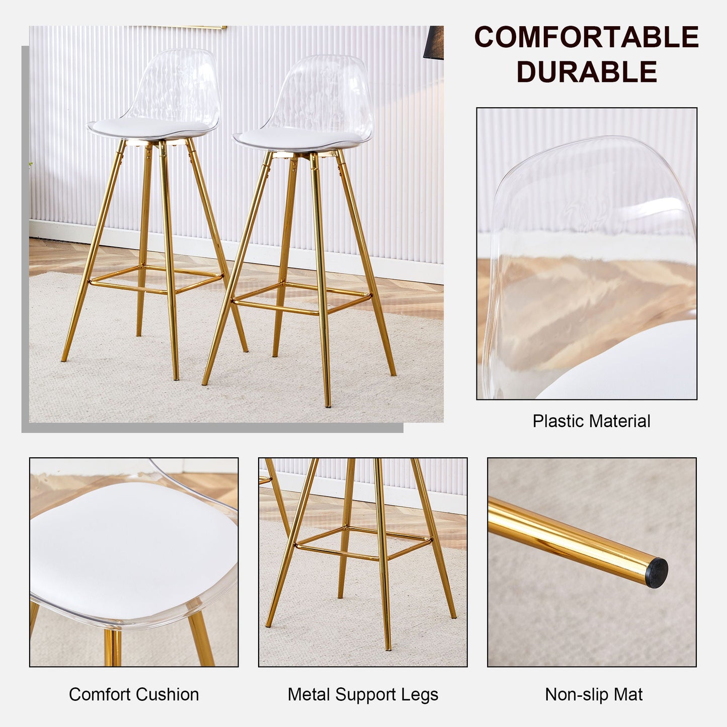 Stylish Upholstered Bar Chairs With Metal Leg