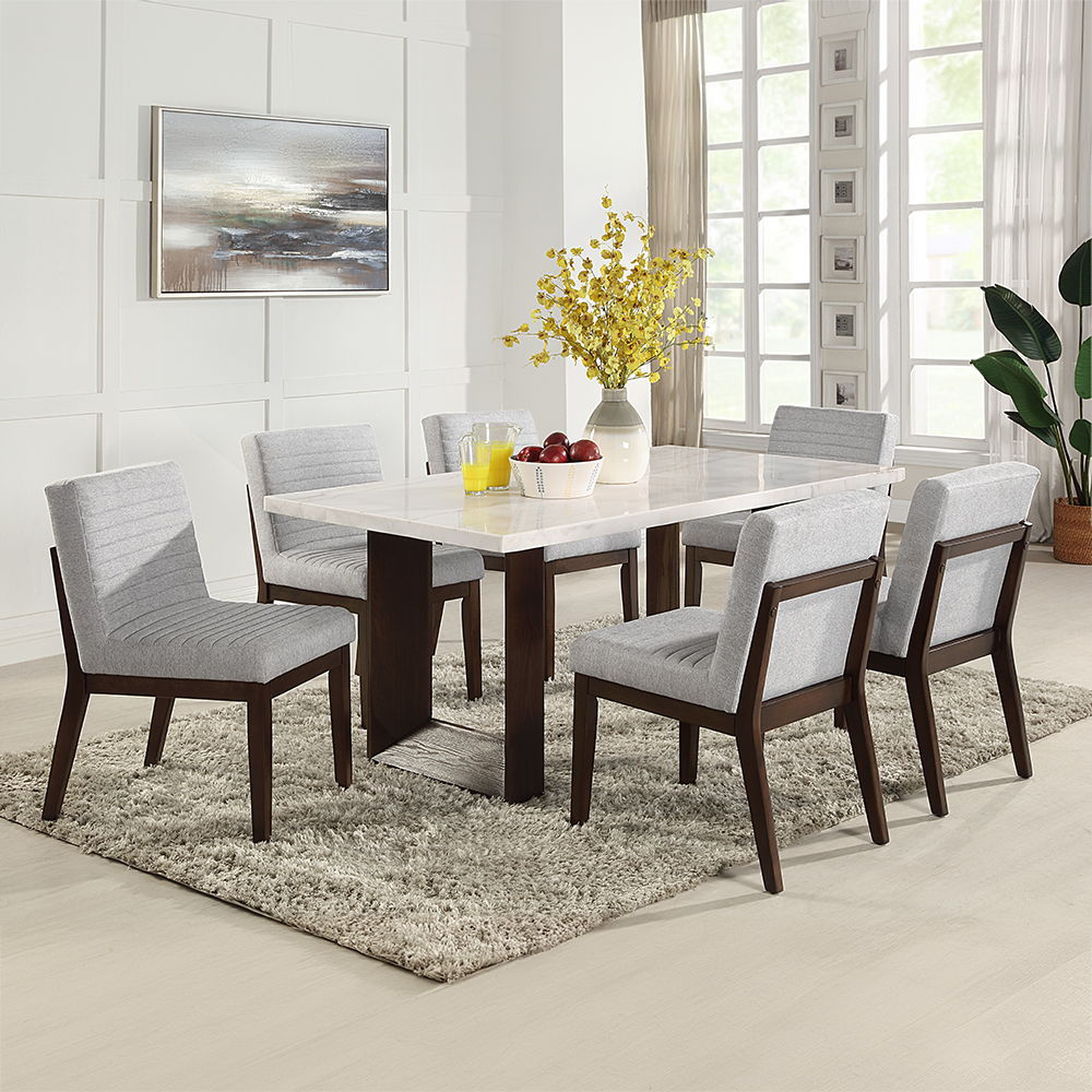 Edwyn - Side Chair (Set of 2) - Gray Fabric & Brown