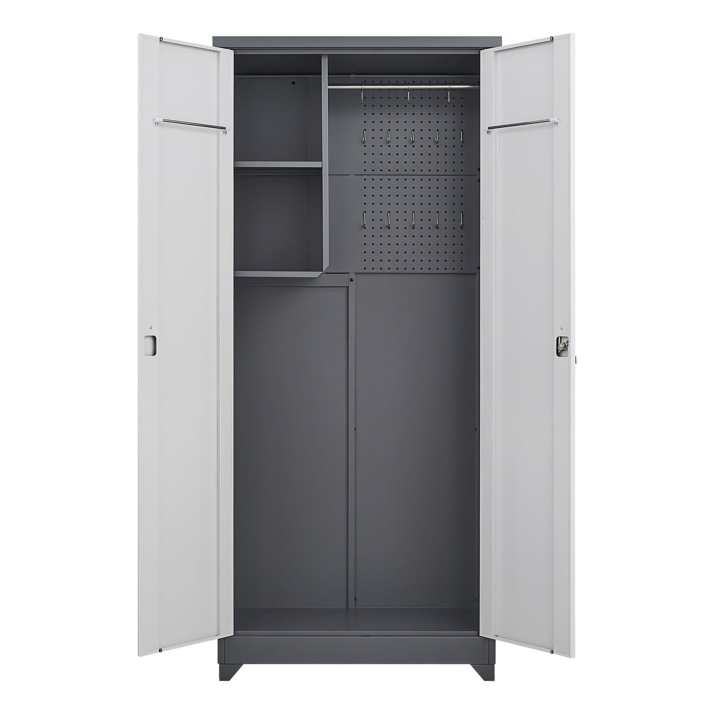 Outdoor Cabinet, Large Capacity Storage Vertical Tall Design With Shelves And Secure Lock
