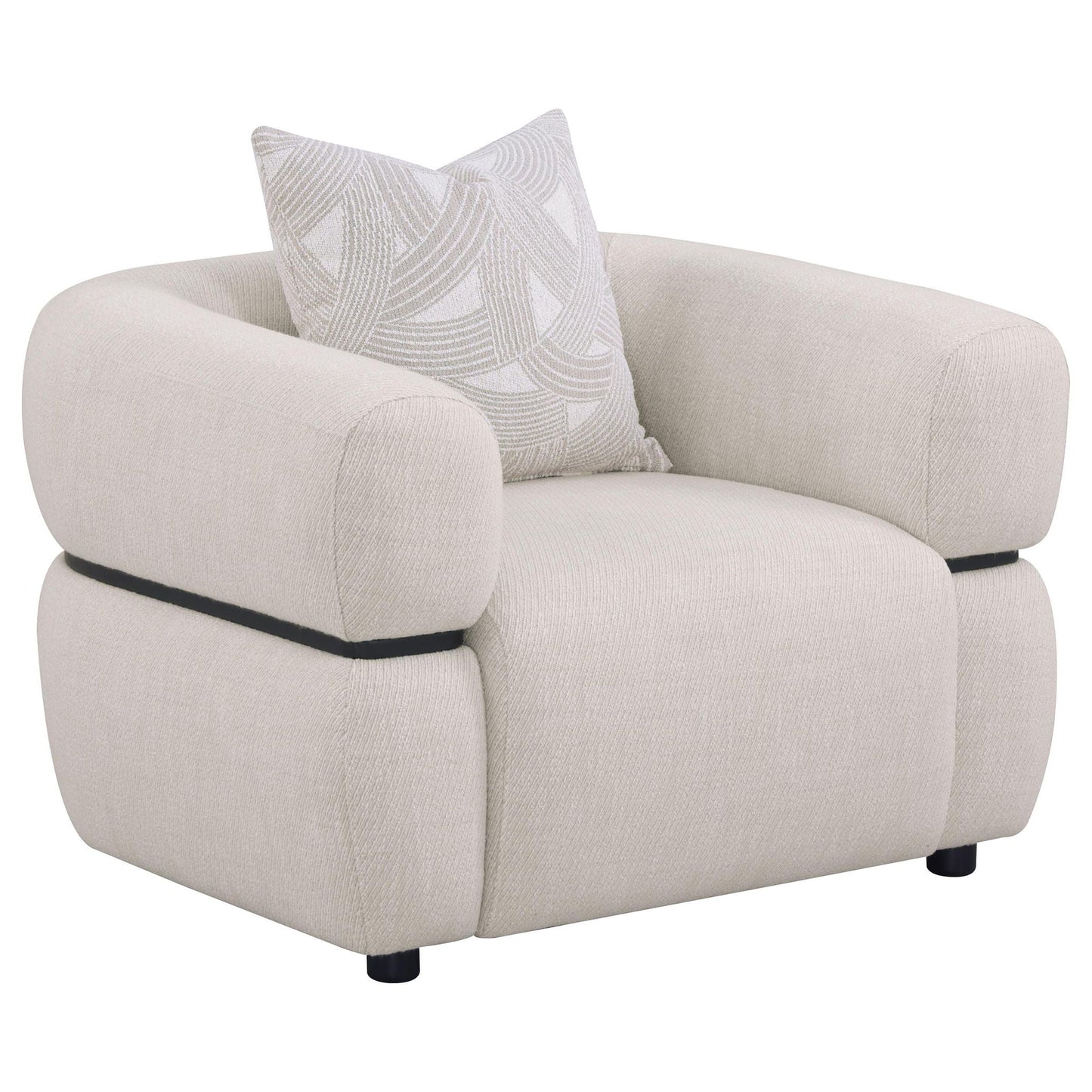 Jeanette 3-piece Fabric Upholstered Round Arm Sofa Set Beige