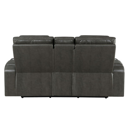 Taddeo - Power Motion Loveseat With Console, Speaker, USB, Wireless Charger & LED - Dark Gray