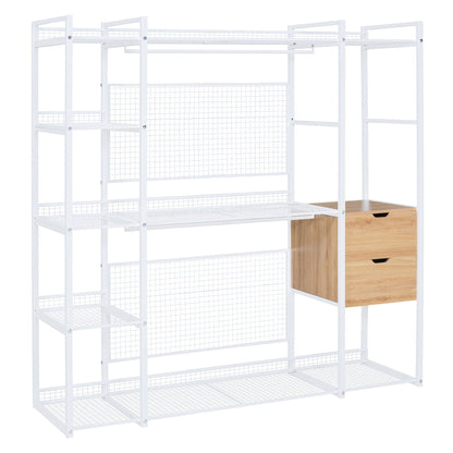 Open Style Wardrobe With Hanging Rails, Shelves And Drawers