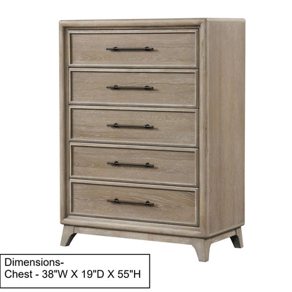 1 Piece Chest With Handles, Angled Legs, Ball Bearing Glides - Oak