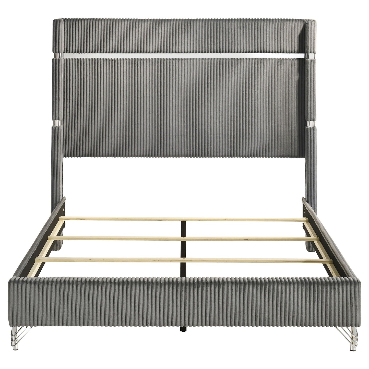 Lucia 61-inch Upholstered Queen Wingback Bed Grey