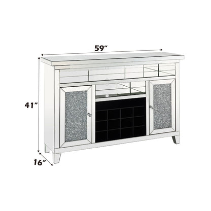 Noralie - 41" Wine Cabinet With LED - Mirrored & Faux Diamonds