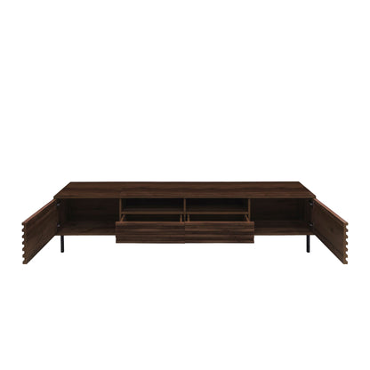 TV Stand For TVs Up To 85" With Closed Storage, Soft Closing Hinges - Walnut