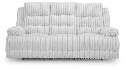Rhines Falls - Reclining Power Sofa With Drop Down Table - Alloy