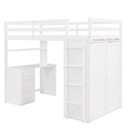 Loft Bed With Drawers, Desk, And Wardrobe