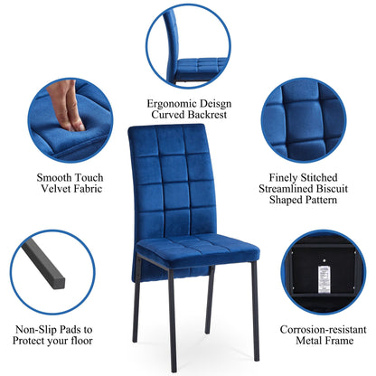 High Back Nordic Dining Chair Modern Fabric Chair With Legs (Set of 2)