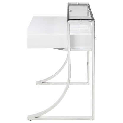 Gemma 48-inch 2-drawer Writing Desk White High Gloss