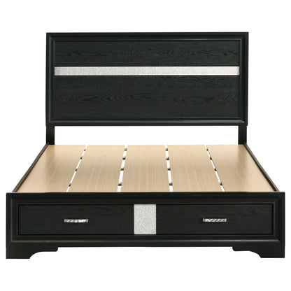Miranda 51-inch Wood Queen Storage Panel Bed Black