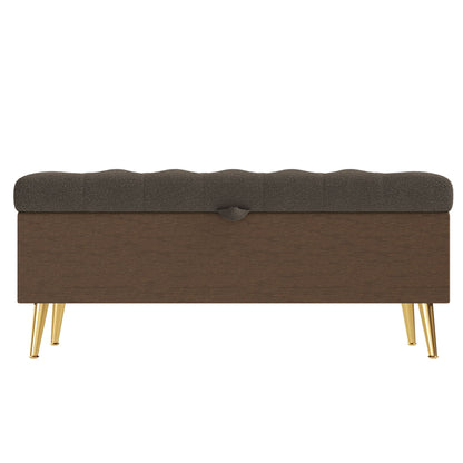 Modern Tufted Storage Ottoman Bench With Metal Legs