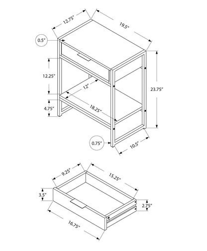 Accent Side Table, Storage Drawer, Spacious Tabletop