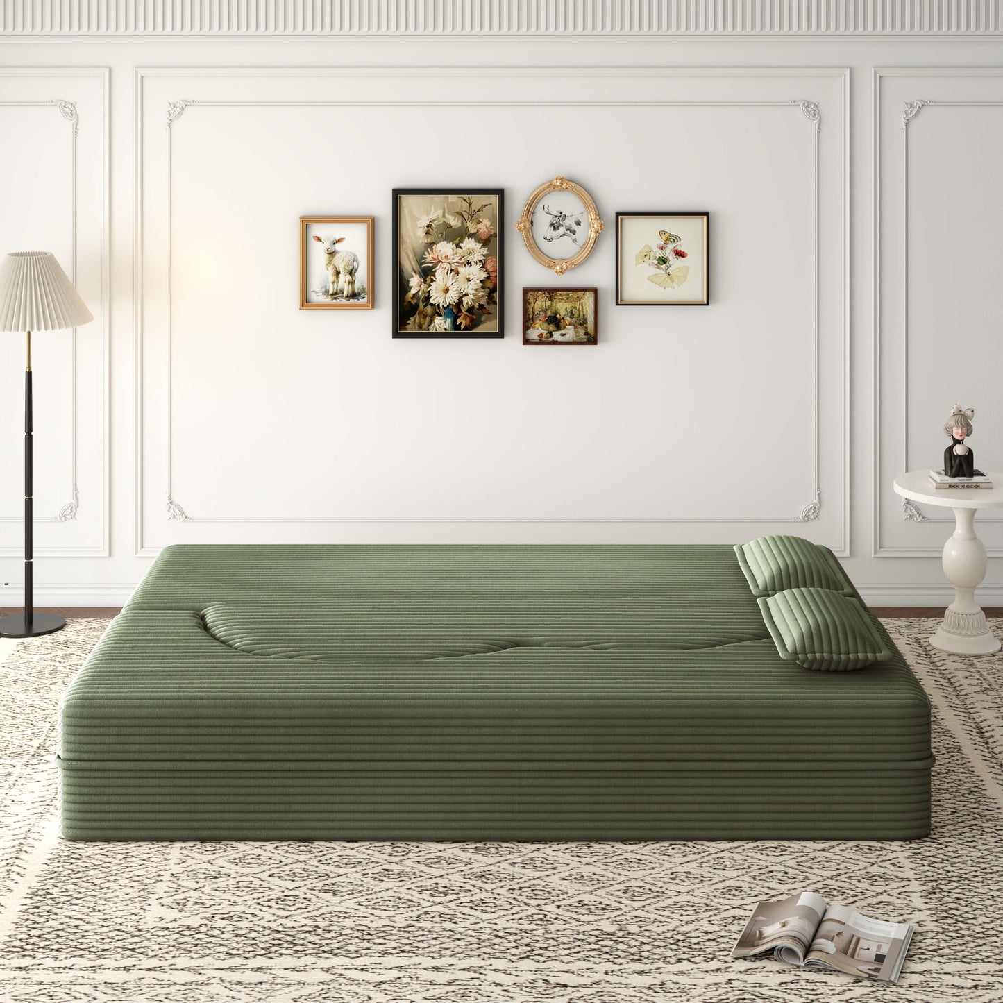 Convertible Foam-Filled Sleeper Sofa Bed With 2 Pillows