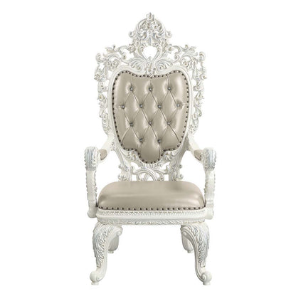Vanaheim - Arm Chair (Set of 2) - Beige Synthetic Leather & Antique White