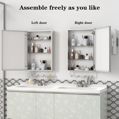 Medicine Cabinet, Wall Mounted Bathroom Mirror With Storage, Adjustable Shelves - Silver
