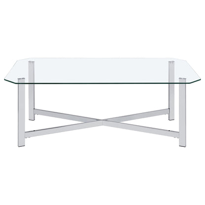 Cronin 3-piece Tempered Glass Top Coffee Table Set Chrome