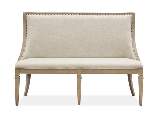 Lancaster - Bench With Upholstered Seat & Back - Dovetail Gray