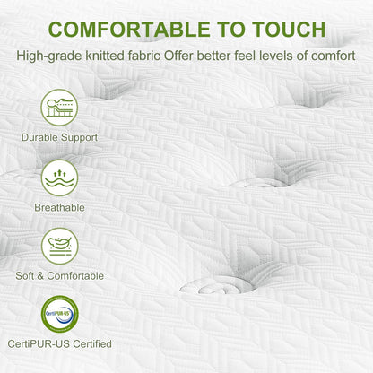 12" Hybrid Mattress With Gel Memory Foam & Pocket Springs