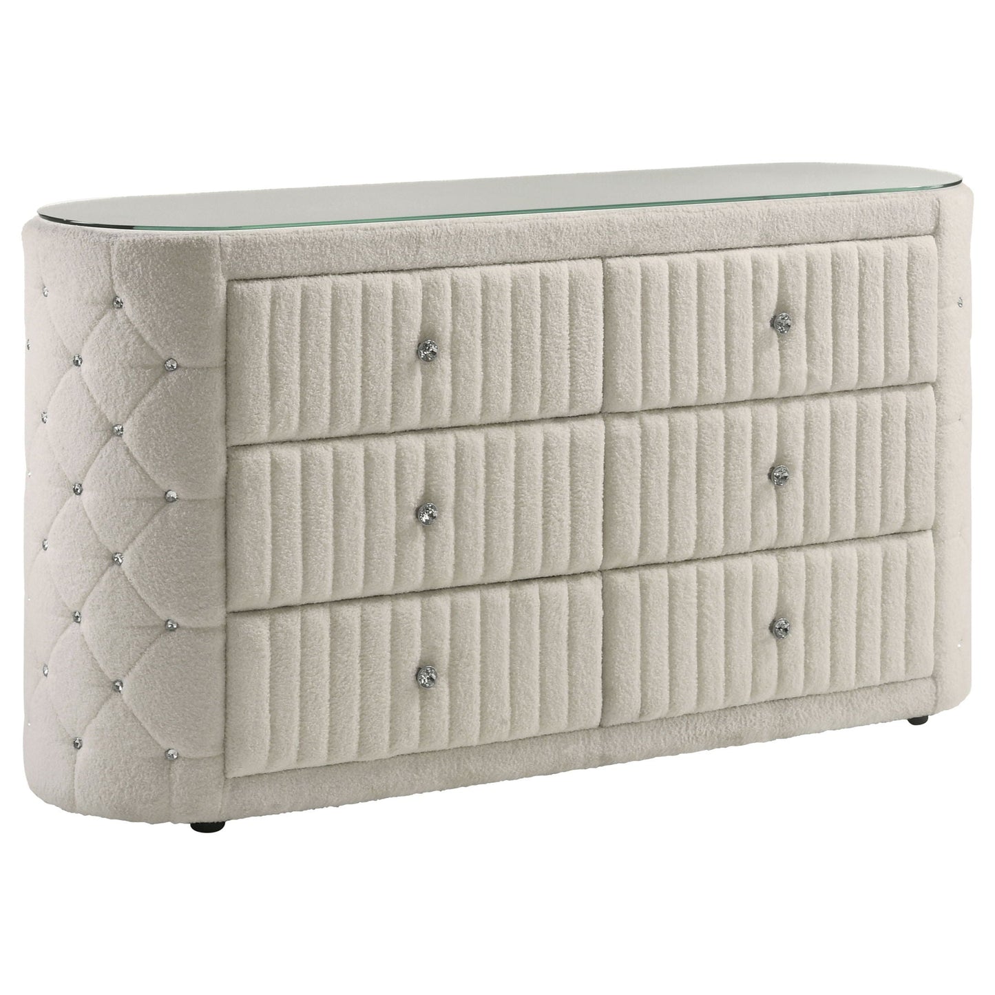 Sonya 4-piece Upholstered Eastern King Bedroom Set Ivory