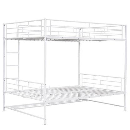 Metal Bunk Bed With Shelf And Guardrails