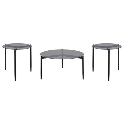 Rosalie 3-piece Round Coffee and End Table Set Grey