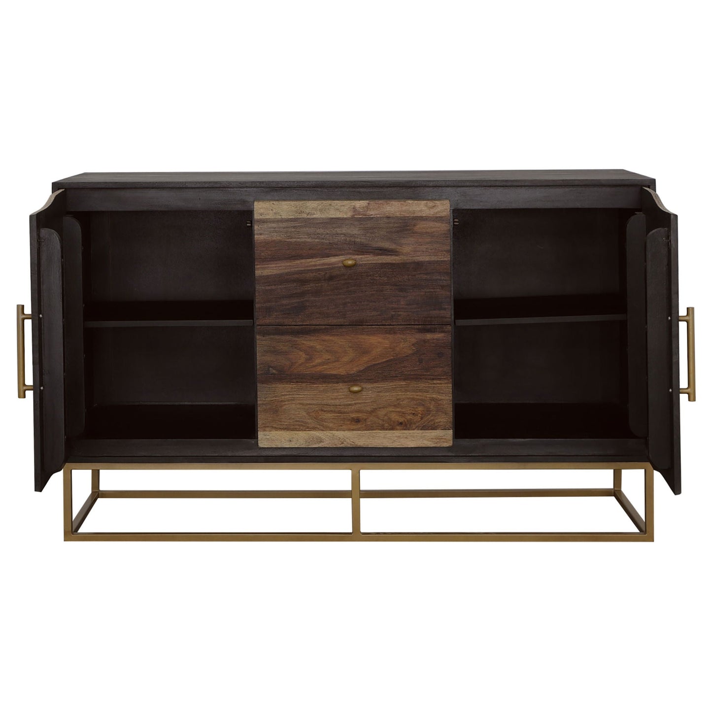 Zara 2-door 57-inch Wood Accent Storage Cabinet Black Walnut