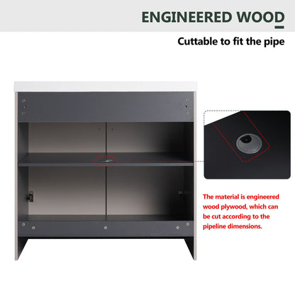 Contemporary Freestanding Bathroom Vanity With Resin Sink & Soft-Close Cabinet Doors