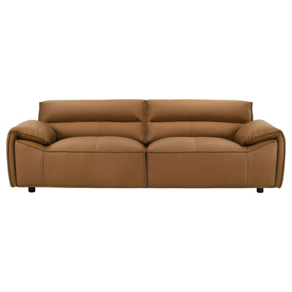 Buxton Top Grain Leather Upholstered Sofa Orange