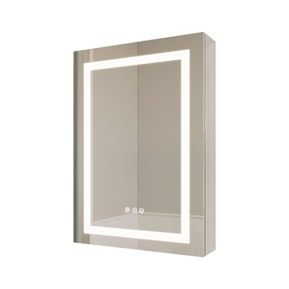 Bathroom Medicine Cabinet With LED Mirror, Anti-Fog, Waterproof, 3000K~6000K Single Door Lighted Bathroom Cabinet With Touch Swich