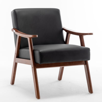 Mid Century Modern Accent Chair With Solid Wood Frame And Extra Thick Backrest