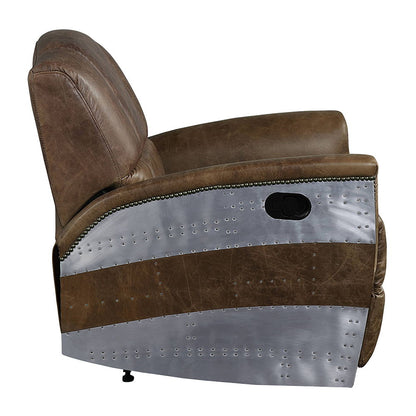 Brancaster - Power Motion Recliner - Retro Brown Top Grain Leather & Aluminum