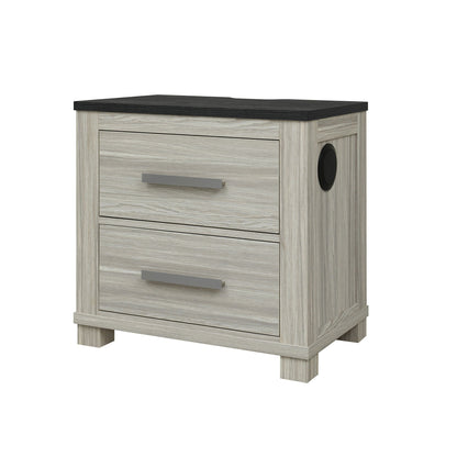 Augusta - Nightstand With Top, 2 Drawers, Block Feet - Beige Brown
