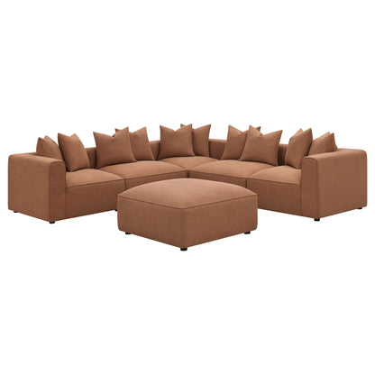 Jennifer Square Upholstered Ottoman Terracotta