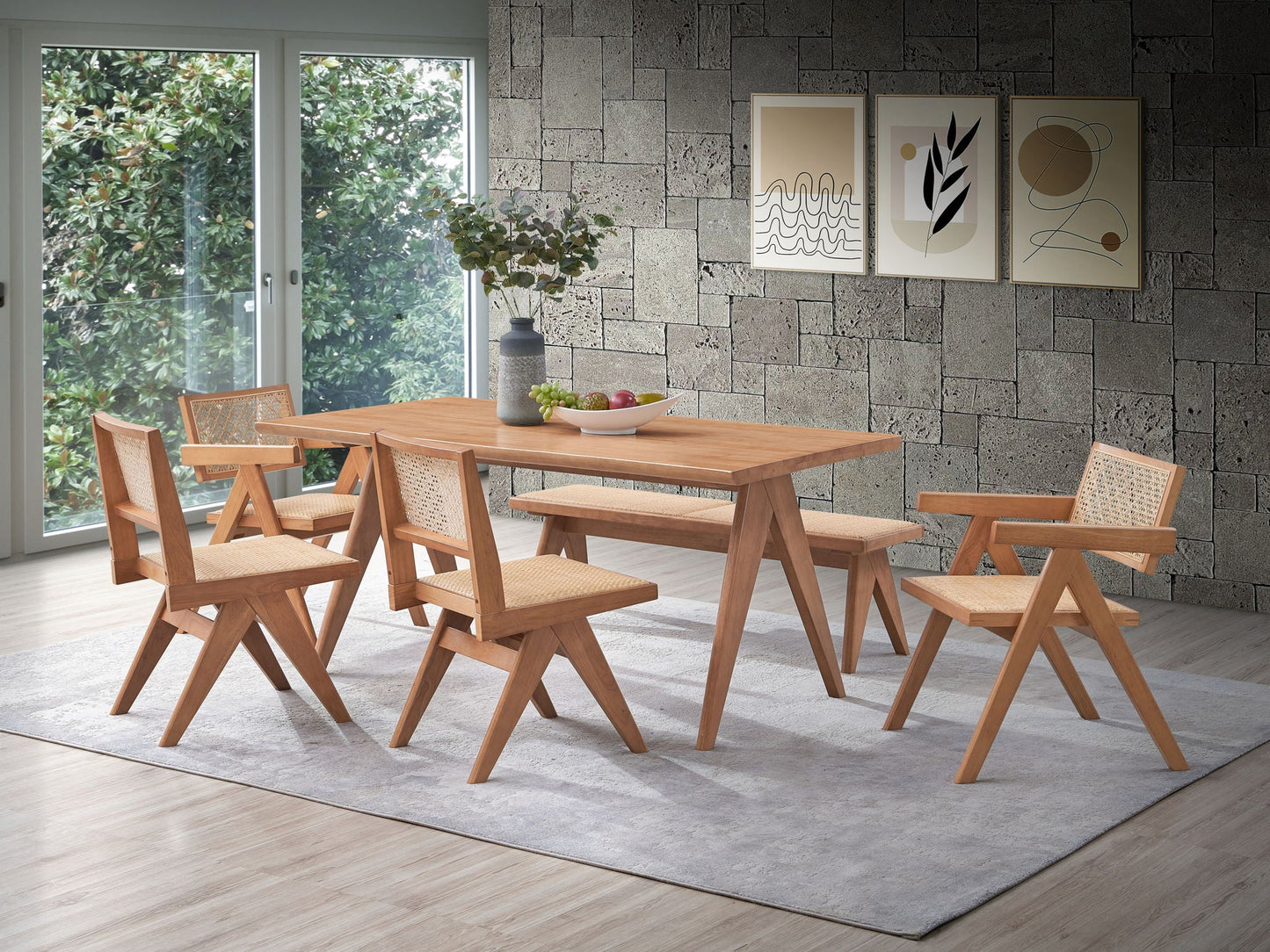 Valentina - 6 Pieces Patio Furniture Set - Rattan / Natural