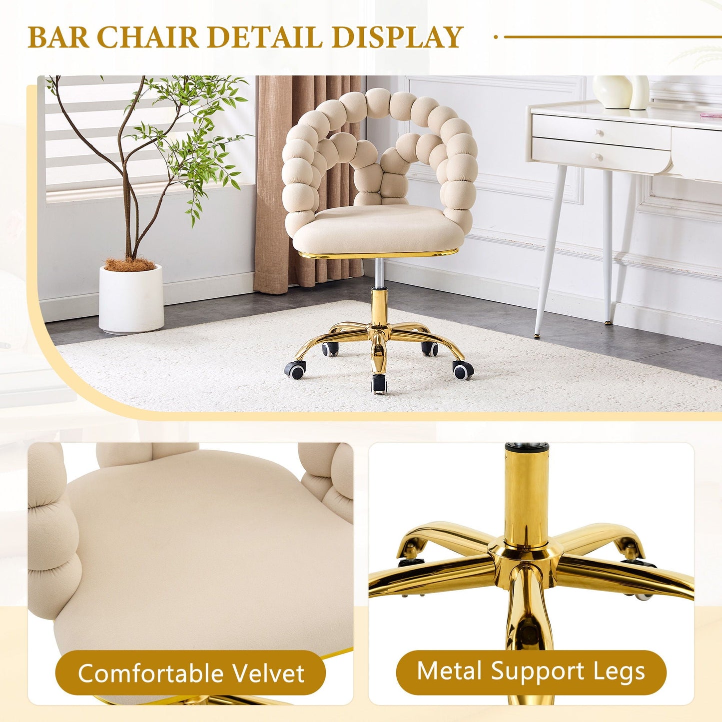 Puffy Bubble, Ball Chain Accent Chair With 5 Claw Casters
