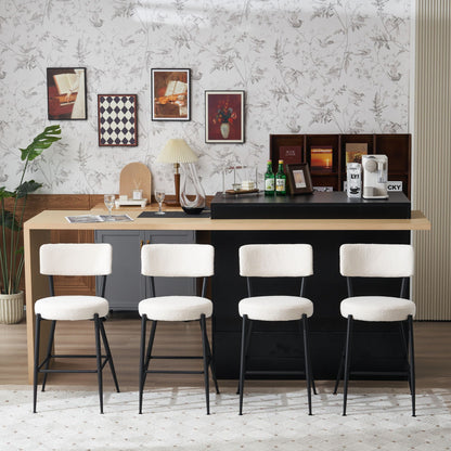 Modern Teddy Fabric Upholstered Bar Stools - Legs