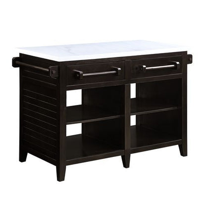 Darwid - Kitchen Island - Marble Top Top & Espresso