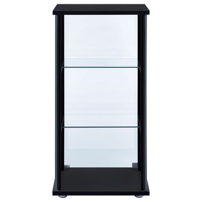 Cyclamen 3-shelf Clear Glass Curio Display Cabinet Black
