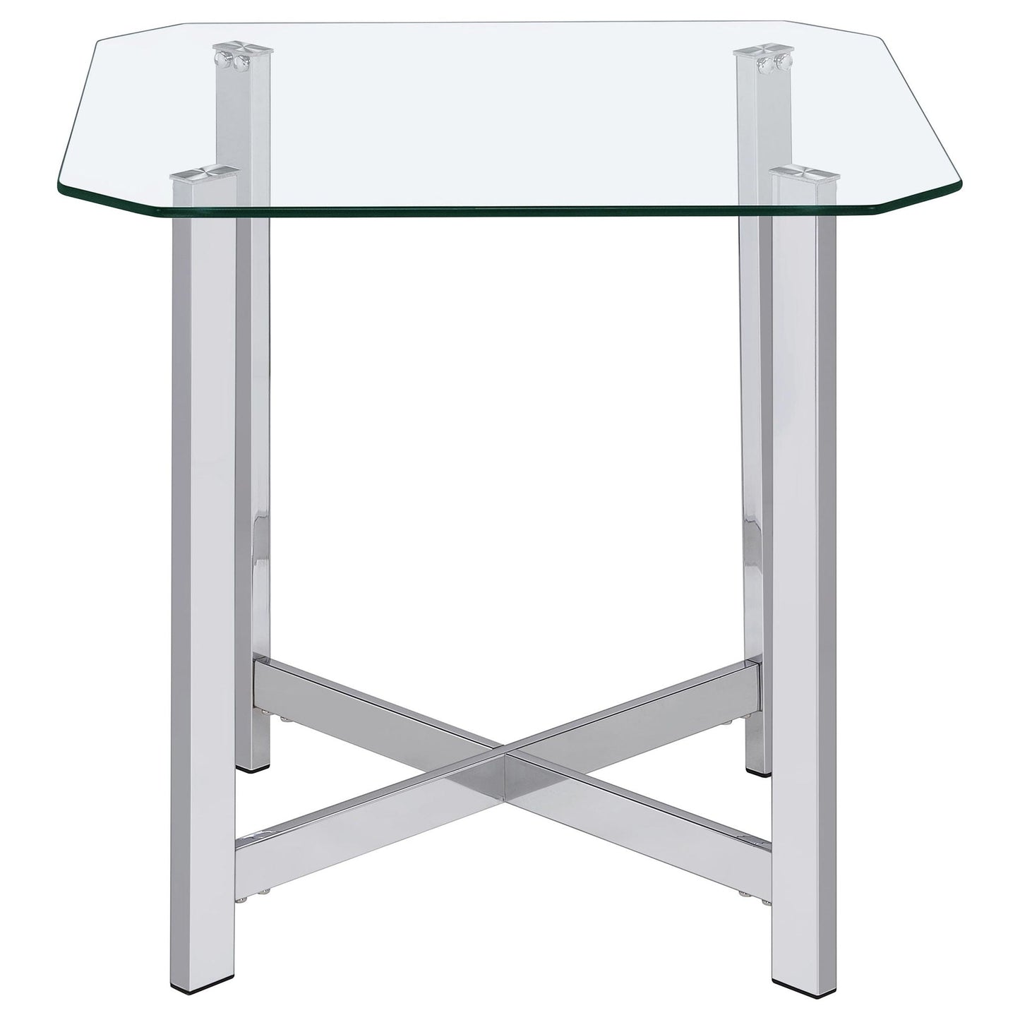 Cronin 2-piece Tempered Glass Top Coffee Table Set Chrome