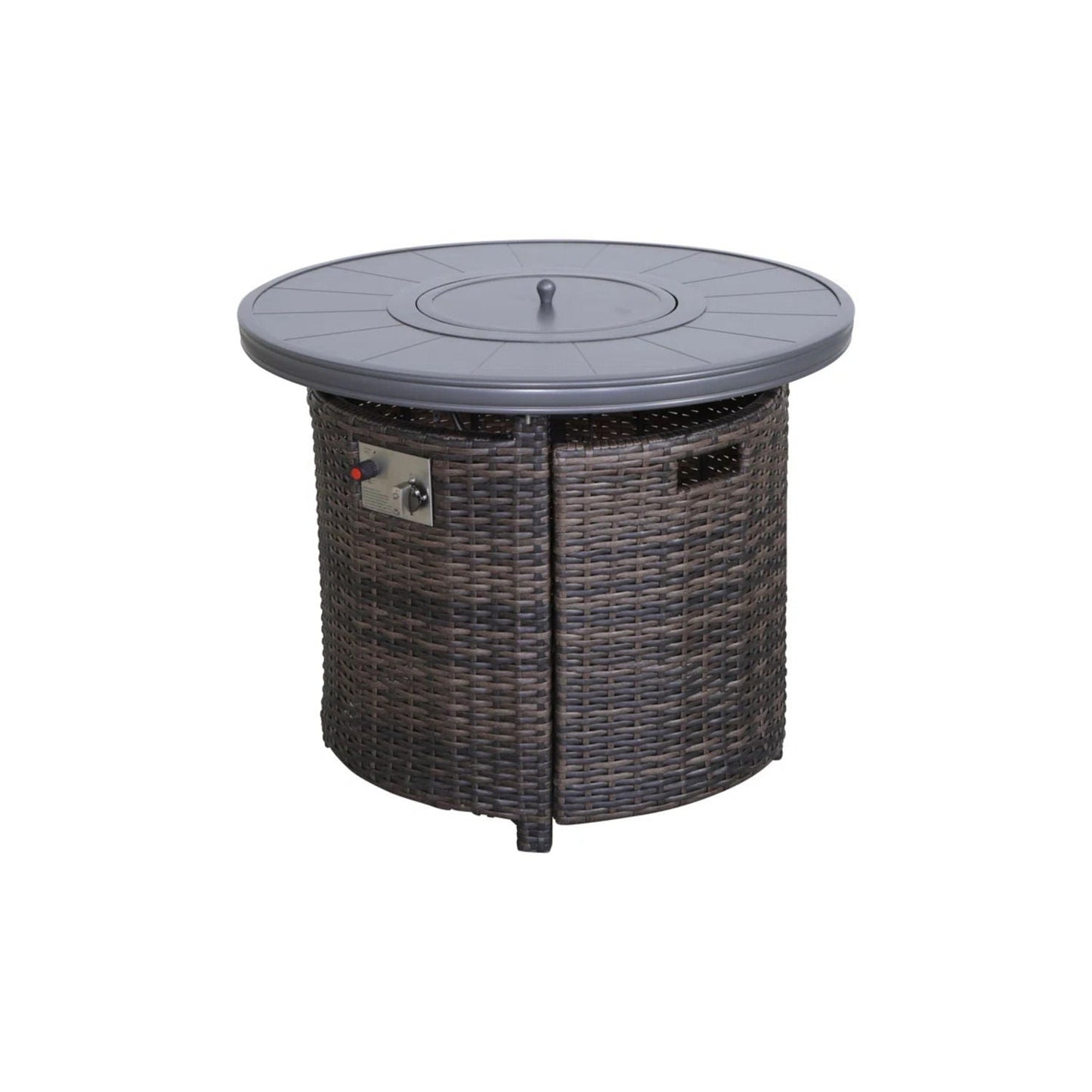 Wicker Outdoor Lounge Set With Cushions And Fire Pit
