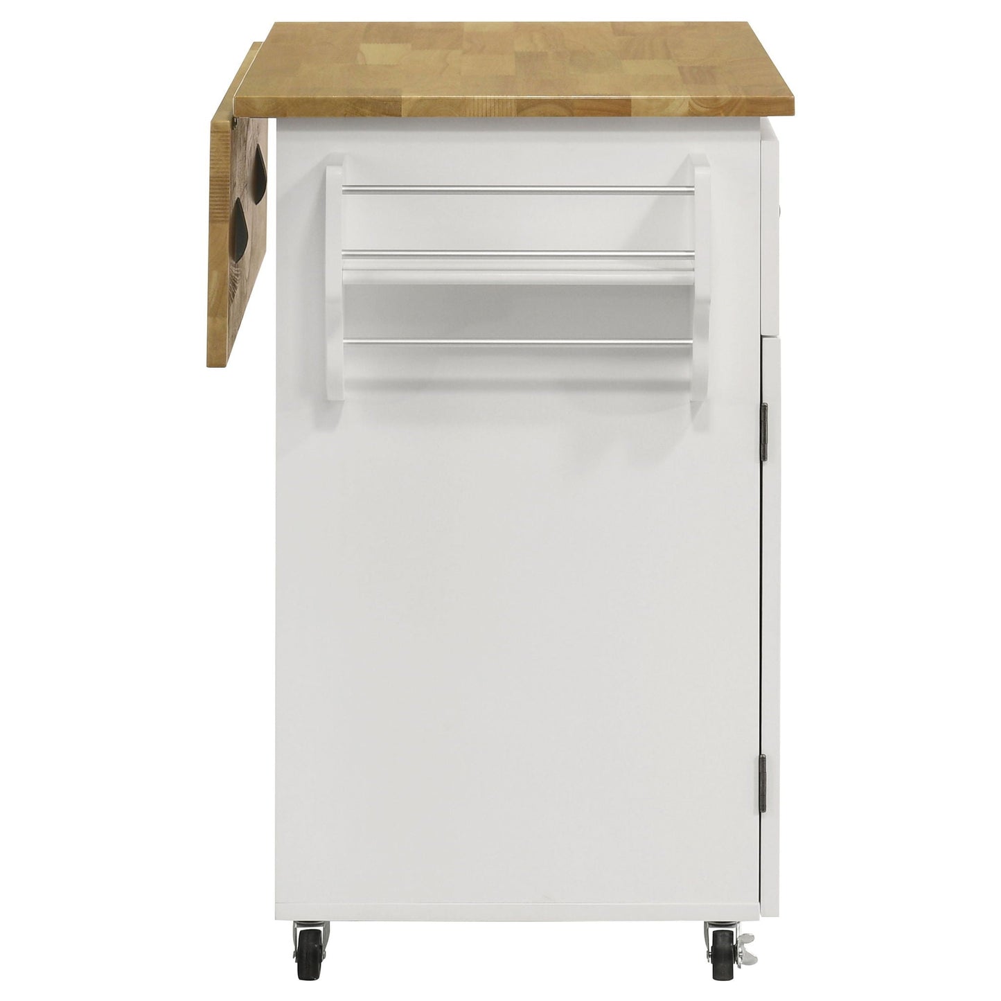 Jalen 3-door Mobile Kitchen Cart Natural Brown and White