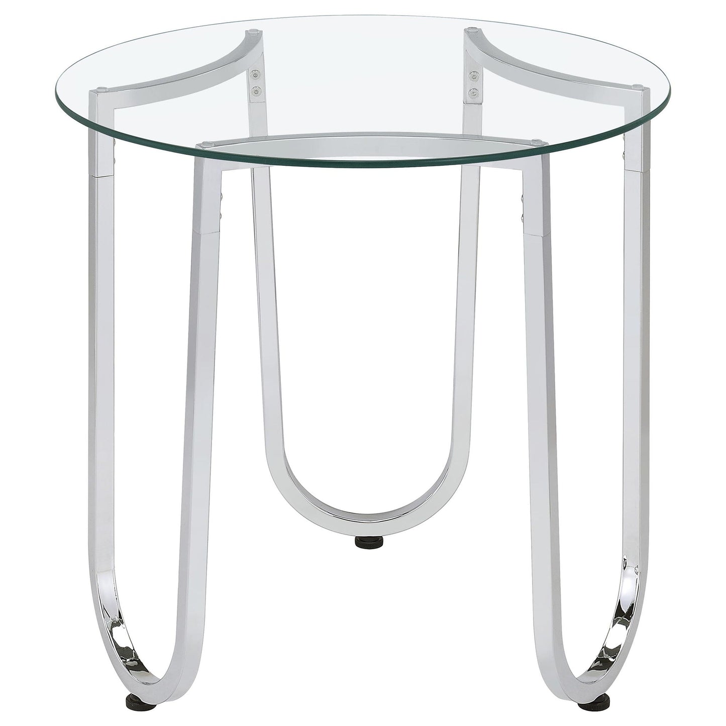 Beller 2-piece Round Tempered Glass Top Coffee Table Set Chrome