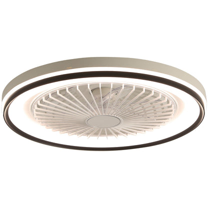 RGB Dimmable LED Enclosed Ceiling Fan With Light Flush Mount Bladeless, 6 Speed, Remote Control - White