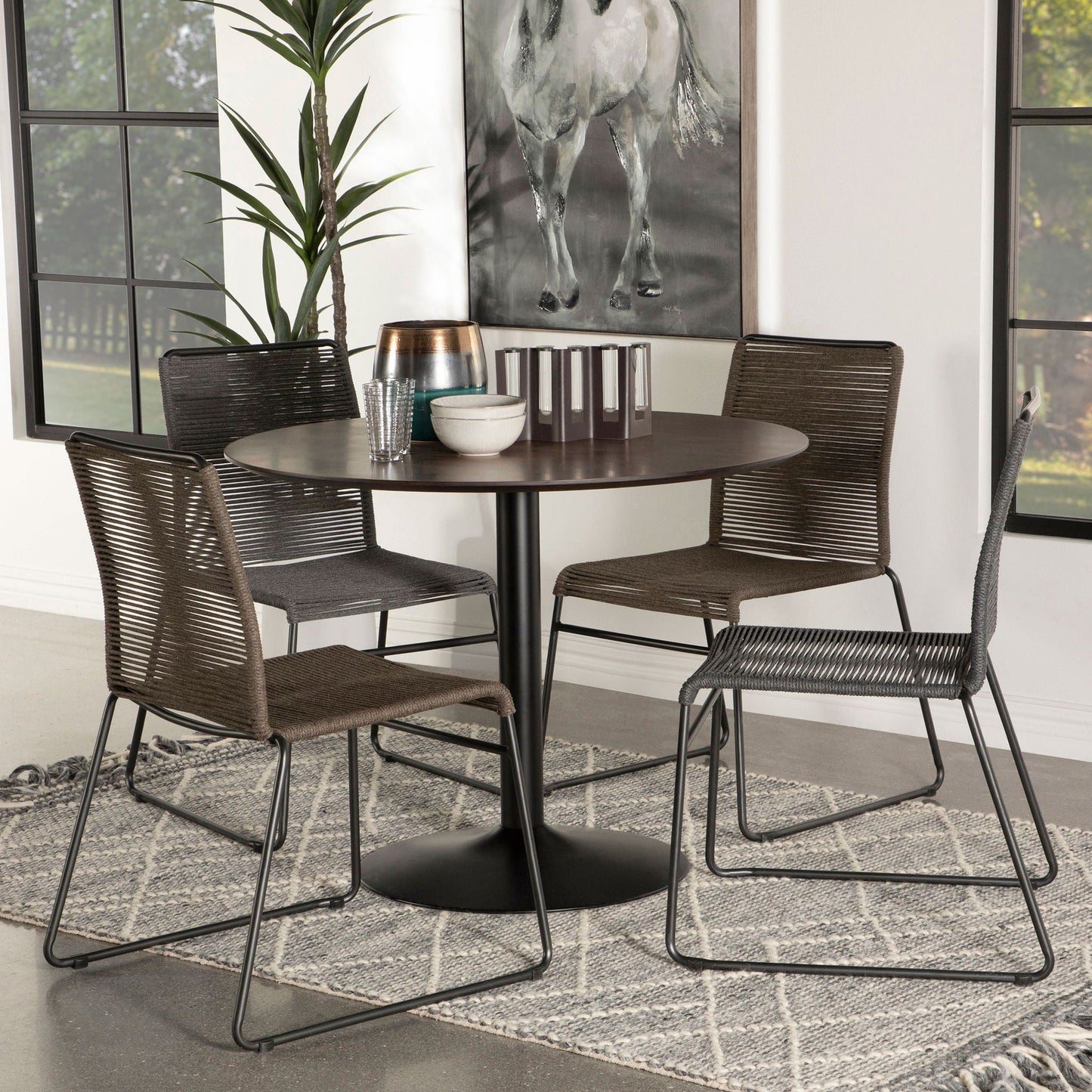 Cora Round 40-inch Wood Top Dining Table Brown Walnut