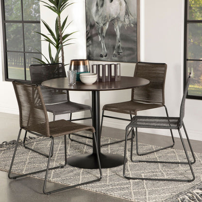 Cora Round 40-inch Wood Top Dining Table Brown Walnut