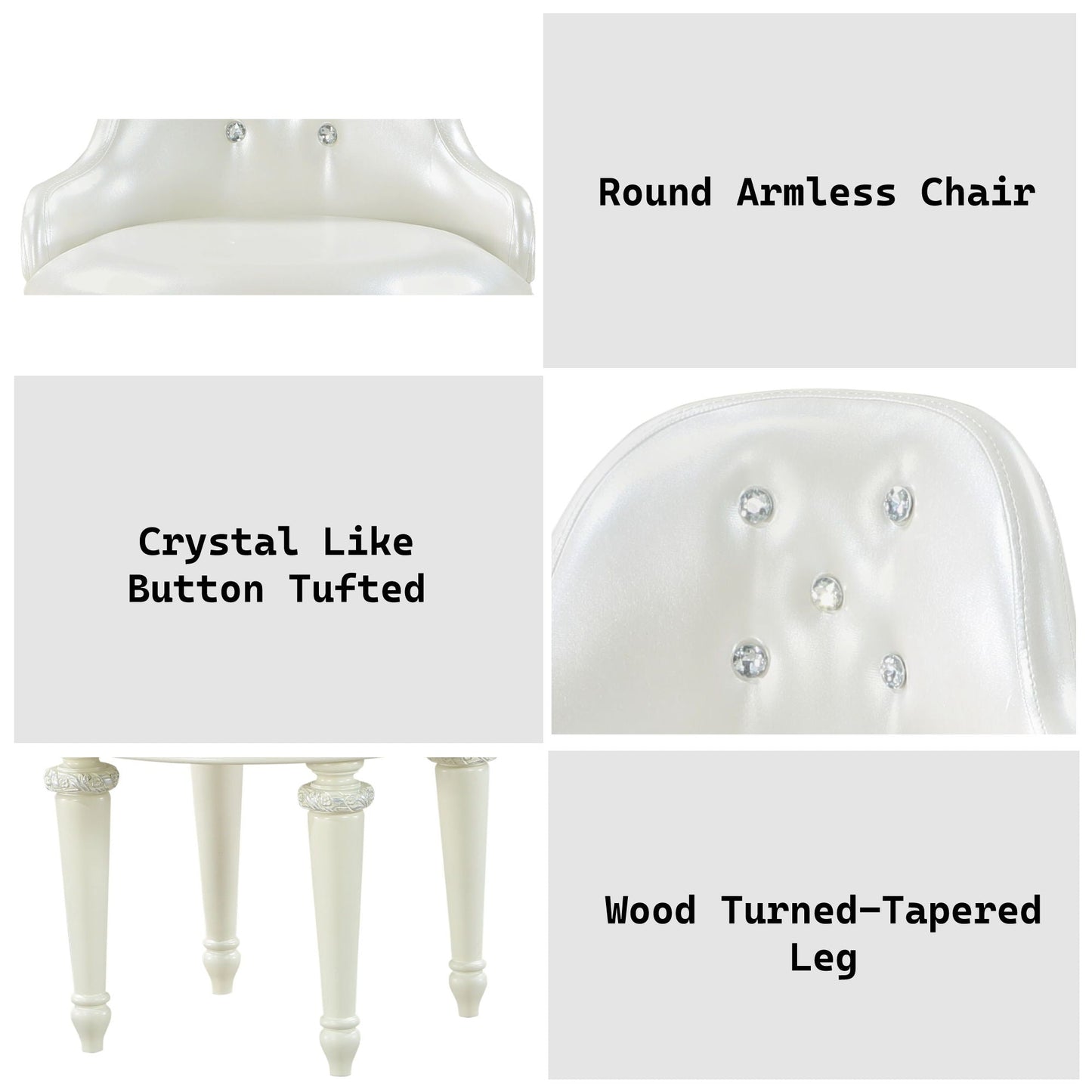 Dorothy - Vanity Chair With Swivel Chair Only - Ivory